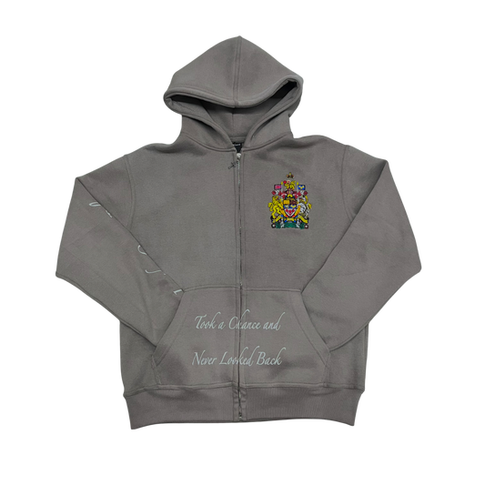 “Never Look Back” Zip Up (Grey)