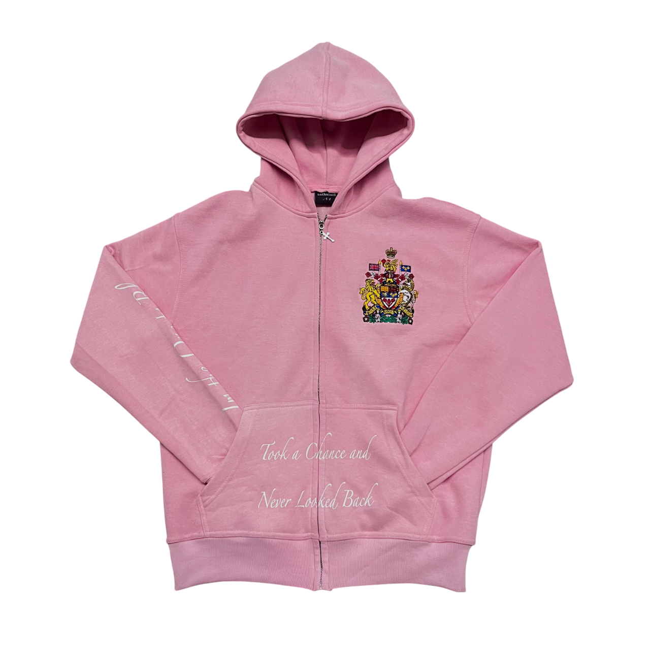 “Never Look Back” Zip Up (Pink)