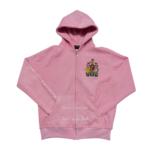 “Never Look Back” Zip Up (Pink)